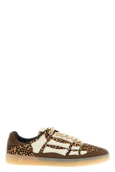 Amiri Pacific Bones Brown Low-top Sneaker With Logo Patch On The Tongue And Leopard Print In Suede Man In Animal Print