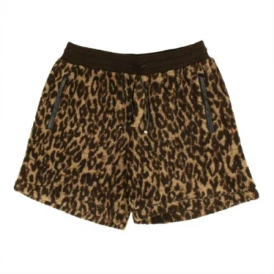 Pre-owned Amiri Leopard Print Fleece Shorts Size Xs $790 In Multicolor