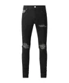 Amiri Stretch Denim Jeans With Leopard Print Accents In Black