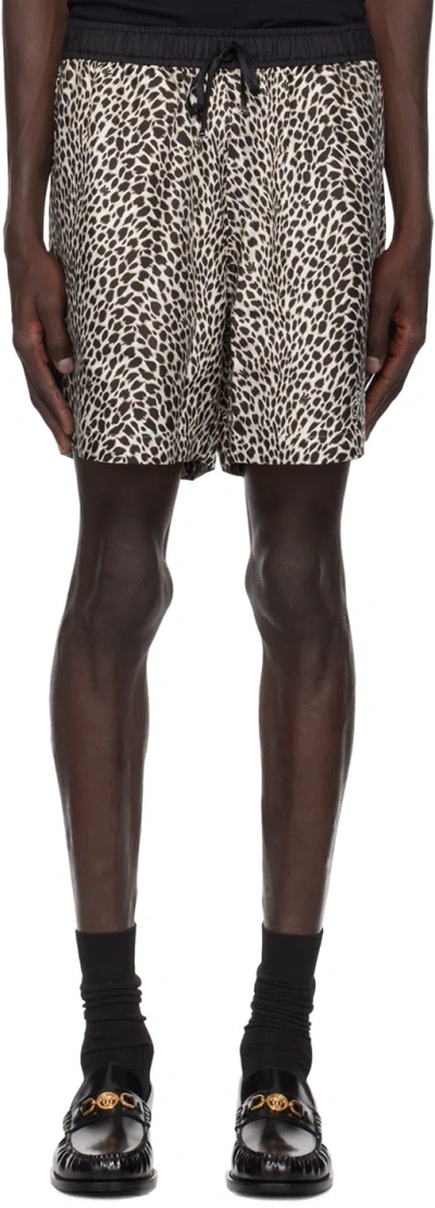 Amiri Leopard Print Shorts In Black