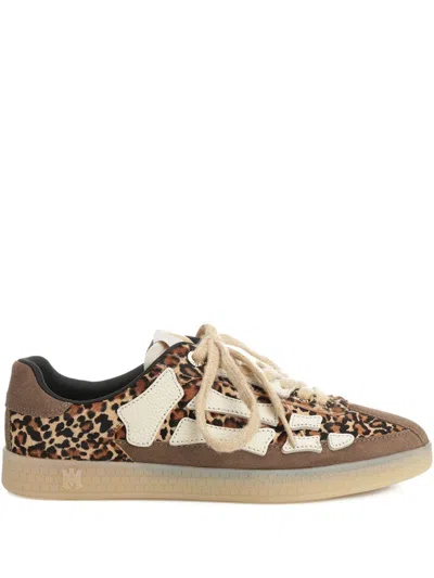 Amiri Pacific Bones Brown Low-top Sneaker With Logo Patch On The Tongue And Leopard Print In Suede Man In Animal Print