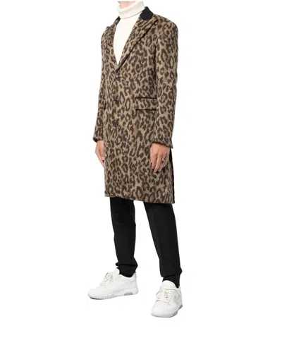 Amiri Leopard Single Breasted Coat- Leopard In Brown