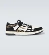 Amiri Leopard Print Goat Leather Sneakers With Perforated Detail In Black