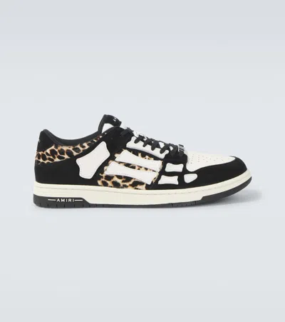 AMIRI LEOPARD SKEL TOP LOW LEATHER SNEAKERS