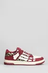 AMIRI LEOPARD SKEL TOP LOW SNEAKERS IN BORDEAUX LEATHER