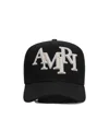 Amiri Structured Black Cotton Cap With Bold Embroidered Detailing In Black