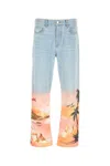 Amiri Logo-embroidered Jeans In Sky Indigo