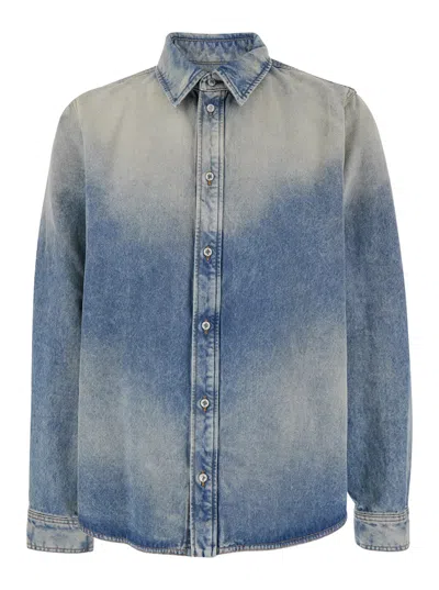 Amiri Light Blue Shirt With Used Effect In Denim Man
