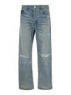 Amiri Light Blue Jeans With Rips And Bandana Detail In Light Blue