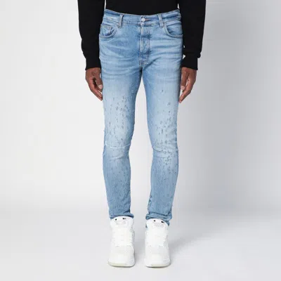 AMIRI AMIRI  LIGHT BLUE WASHED SKINNY JEANS WITH WEAR