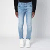 Amiri Light Blue Washed Skinny Jeans With Wear In Blue