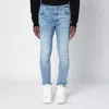 Amiri Light Blue Washed Skinny Jeans With Wear In Blue