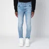 Amiri Light Blue Washed Skinny Jeans With Wear In Navy