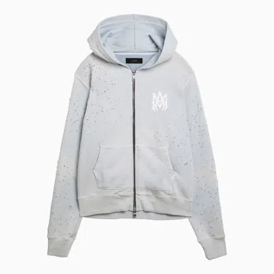 AMIRI LIGHT GRAY HOODIE WITH WEAR AND TEAR FOR MEN