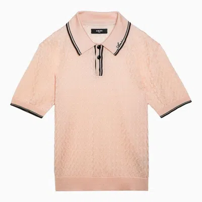 Amiri Light Pink Viscose Knit Polo Shirt For Men