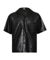 Amiri Short Sleeve Leather Jacket With Chest Pocket In Black