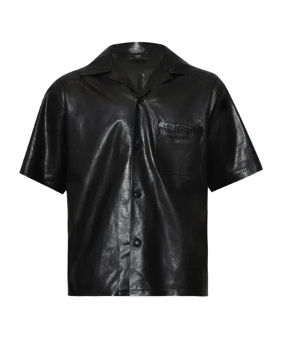AMIRI AMIRI LIGHTWEIGHT LEATHER CAMP SHIRT