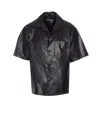 Amiri Short Sleeve Leather Jacket With Chest Pocket In Black