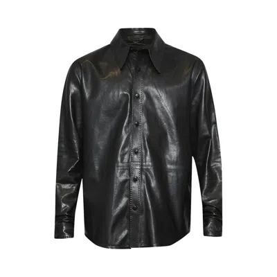 Pre-owned Amiri Lightweight Leather Long-sleeve Shirt 'black' | Men's Size 48