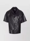 Amiri Short Sleeve Leather Jacket With Chest Pocket In Black