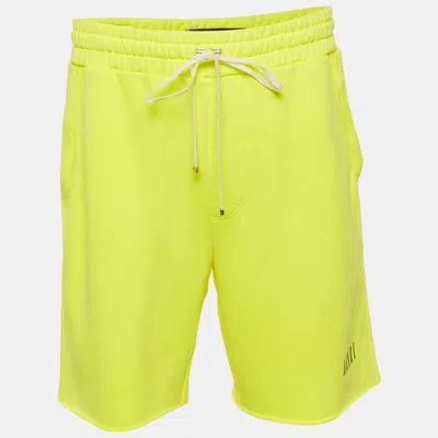 Pre-owned Amiri Lime Cotton Knit Core Logo Sweat Shorts Xl In Yellow