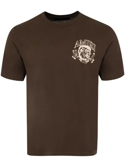 Amiri Brown Lion Outline T-shirt In Dark Brown
