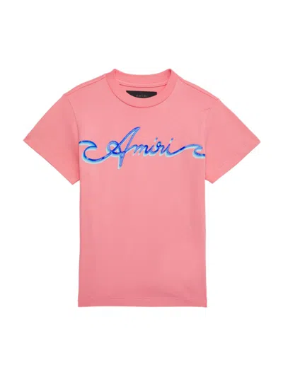 Amiri Kids' Little Boy's & Boy's Logo Wave T-shirt In Flamingo Pink