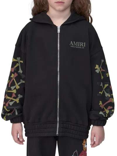 Amiri Little Kid's & Kid's Bones Zip Hoodie In Blue
