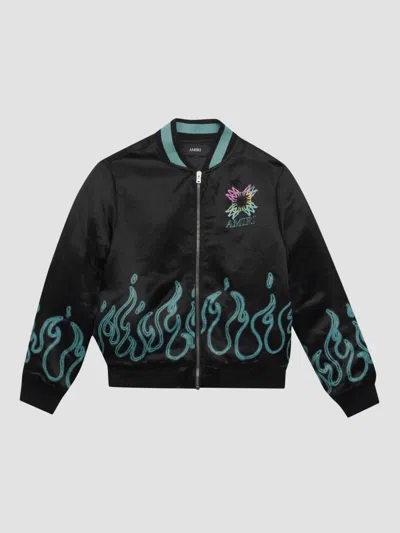 Amiri Little Kid's & Kid's Flame Graphic Bomber Jacket In Black