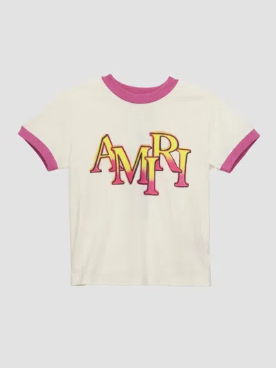 Amiri Little Kid's & Kid's Gradient Staggered Logo T-shirt In White