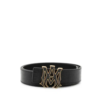 Amiri Lizard-effect Ma Belt In Black