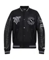 Amiri Eagle-patch Wool-blend And Leather Varsity Jacket In Black