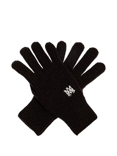 Amiri Logo Appliqué Gloves In Brown