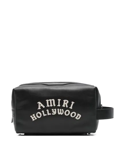 Amiri Logo-appliqué Leather Wash Bag