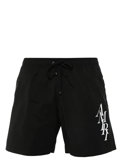 Amiri Logo-appliqué Swim Shorts In Black