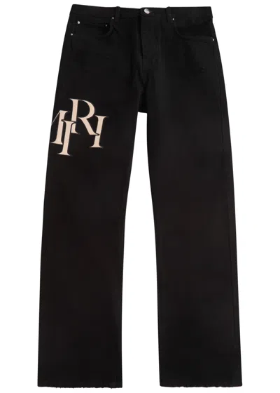 Amiri Logo-appliquéd Straight-leg Jeans In Black