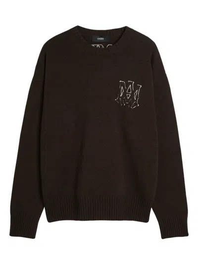 Amiri Logo-appliques Knit Sweater In Brown