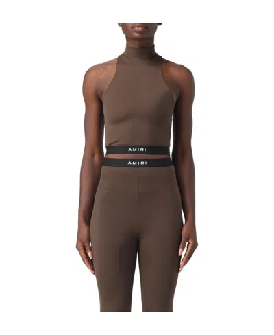 Amiri Logo-band Cropped Top In Brown
