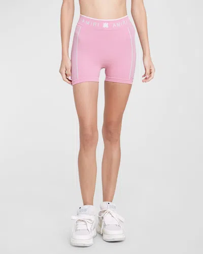 Amiri Logo-band Seamless Biker Shorts In Flamingo Pink