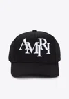 Amiri Structured Black Cotton Cap With Bold Embroidered Detailing In Black