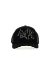 Amiri Black Staggered Logo Trucker Cap In Black