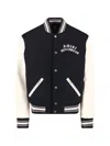 Amiri Varsity Jacket With White Contrasting Sleeves And Embroidered Detailing In Black