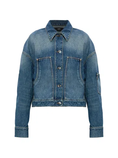 Amiri Logo-charm Denim Jacket In Blue