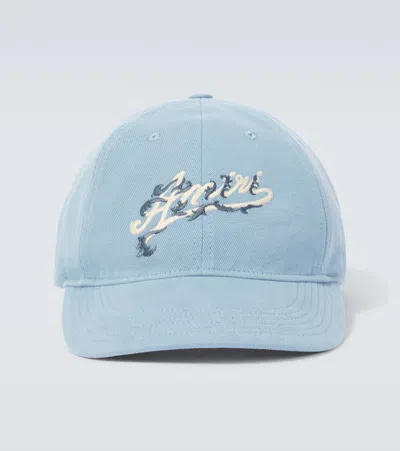 Amiri Logo Cotton Canvas Baseball Cap In Blue