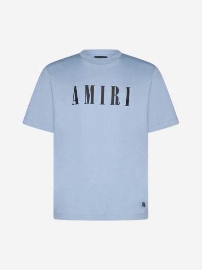 Amiri Logo Cotton T-shirt In Light Blue
