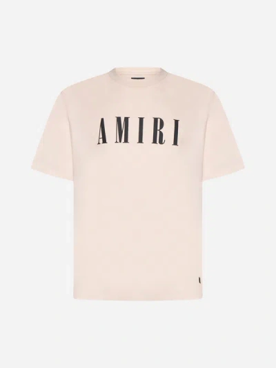 Amiri Logo Cotton T-shirt In Cream Tan