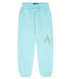 Amiri Logo Cotton Terry Sweatpants In Blue