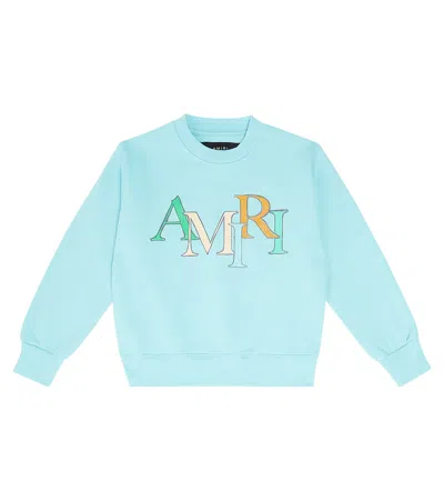 Amiri Kids' Logo Cotton Terry Sweatshirt In Blue
