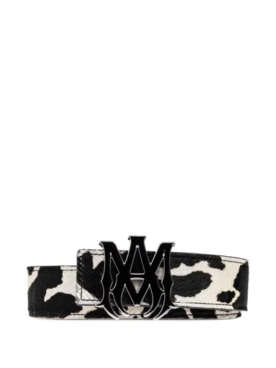 Amiri Logo Cow Print Belt In White
