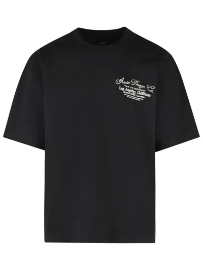 Amiri Logo Crew Neck T-shirt With Mini Chest And Back Print In Black